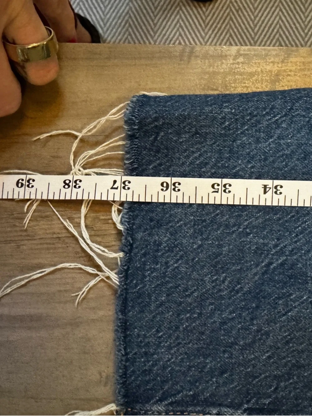 stradivarius Blue Straight-Leg Jeans Skirt with Front Slit raw hem - Picture 7 of 8